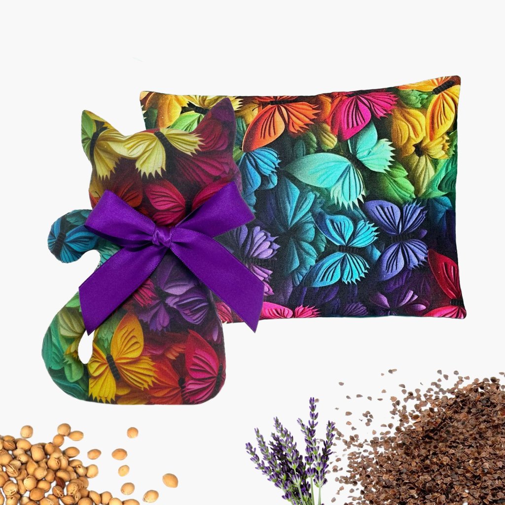 Set of cat and heating pad with lavender - 3D butterfly digital printing