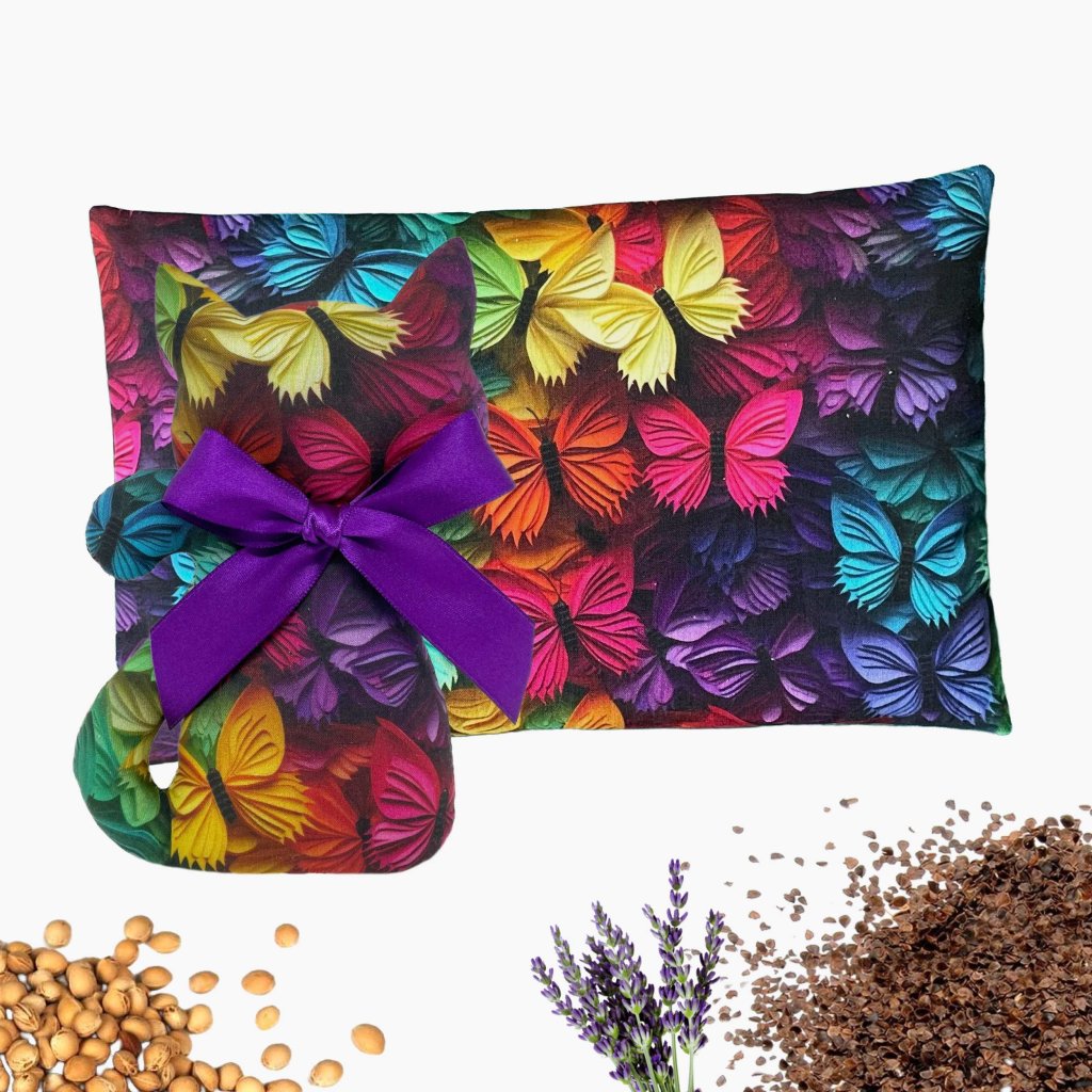Set of cat and heating pad with lavender - 3D butterfly digital printing
