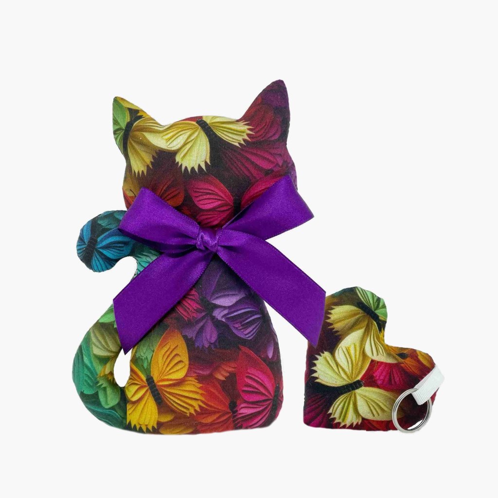 Set of cat and heating pad with lavender - 3D butterfly digital printing