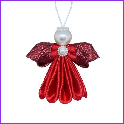 Angel kanzashi - red