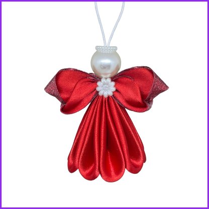 Angel kanzashi - red