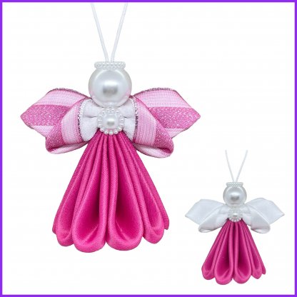 Angel kanzashi - dark pink matte