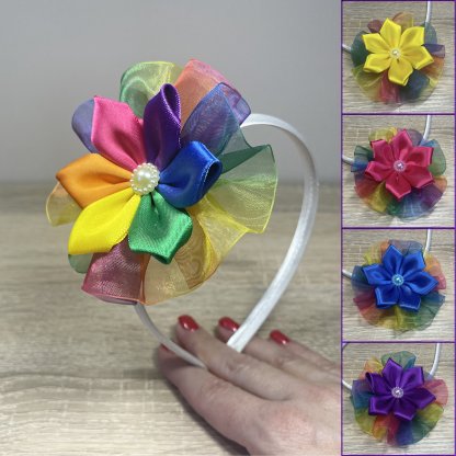 Headband with flower 2in1 - rainbow