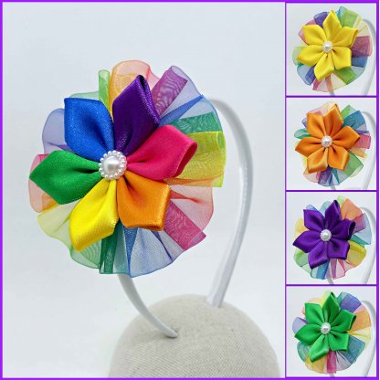 Headband with flower 2in1 - rainbow