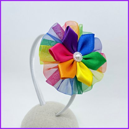 Headband with flower 2in1 - rainbow