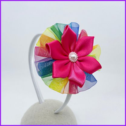 Headband with flower 2in1 - rainbow