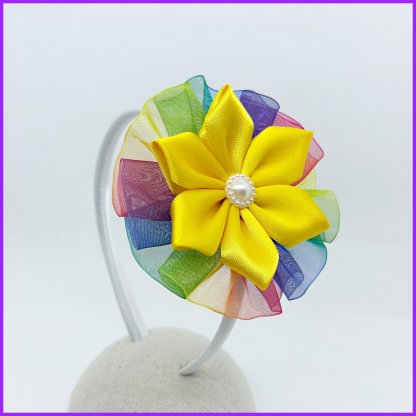 Headband with flower 2in1 - rainbow