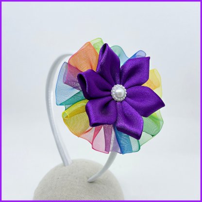 Headband with flower 2in1 - rainbow