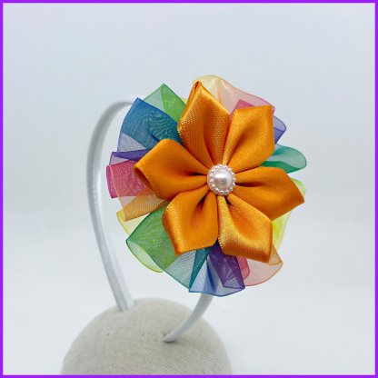 Headband with flower 2in1 - rainbow