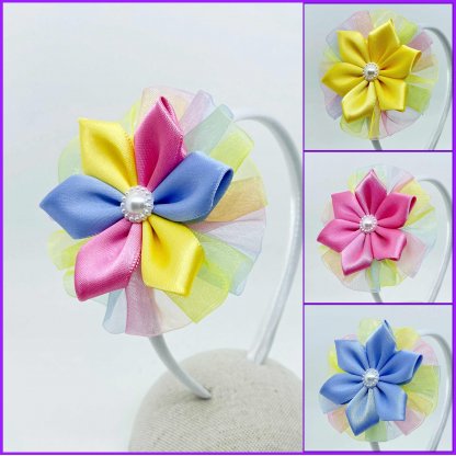 Headband with flower 2in1 - rainbow2