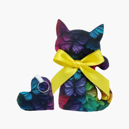 Kočka s levandulí + přívěsek srdce - 3D motýlci digi tisk