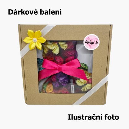 Kočka s levandulí + přívěsek srdce - 3D motýlci digi tisk