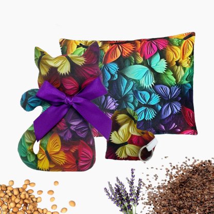 Set of cat and heating pad with lavender - 3D butterfly digital printing