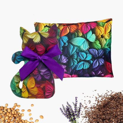 Set of cat and heating pad with lavender - 3D butterfly digital printing 2