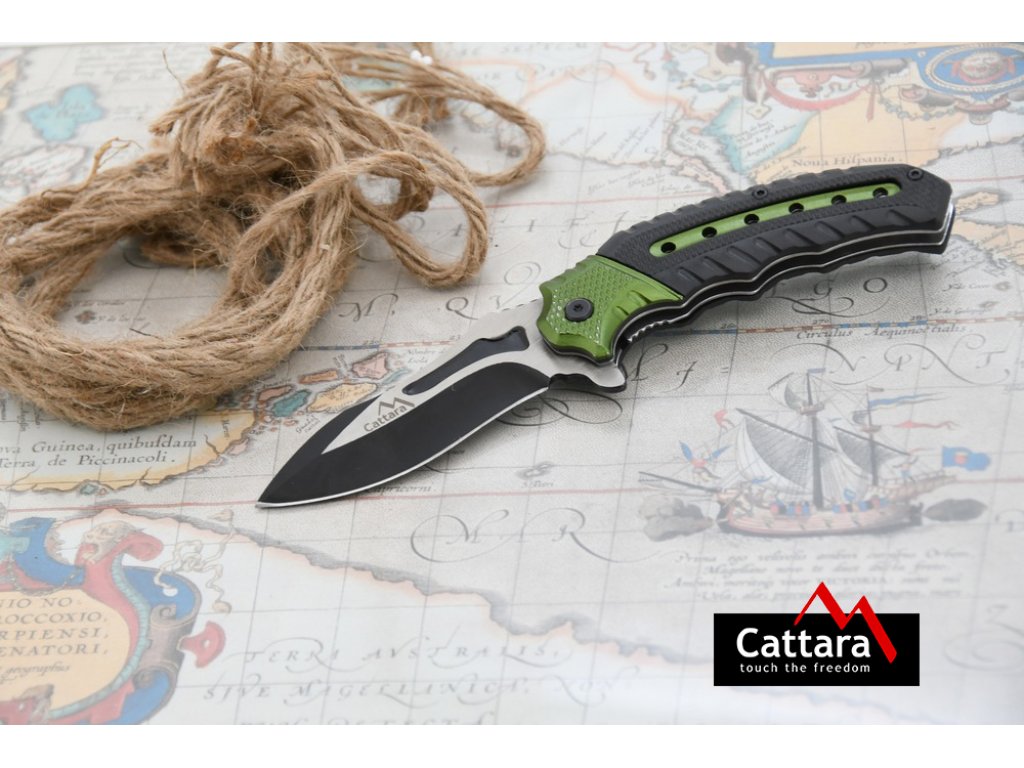 Cattara Nůž zavírací COBRA 20cm s pojistkou zelená-černá