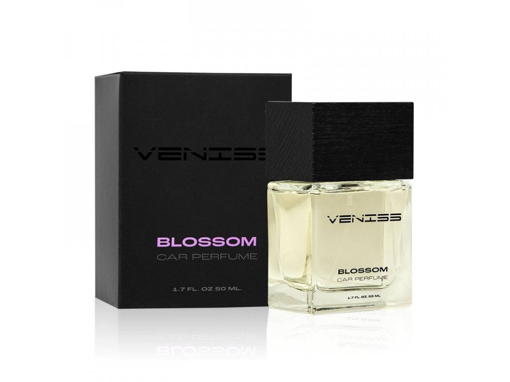 Vůně do auta Veniss Blossom - sada, parfém 50 ml a dřevěný přívěšek