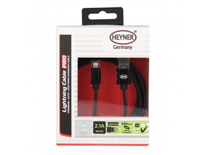 Kabel rychlonabíjecí HEYNER USB černý 2m
