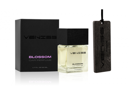 Vůně do auta Veniss Blossom - sada, parfém 50 ml a dřevěný přívěsek