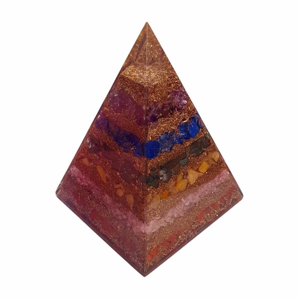 Orgonitová pyramida 7 ČAKER KVĚT ŽIVOTA 10 cm