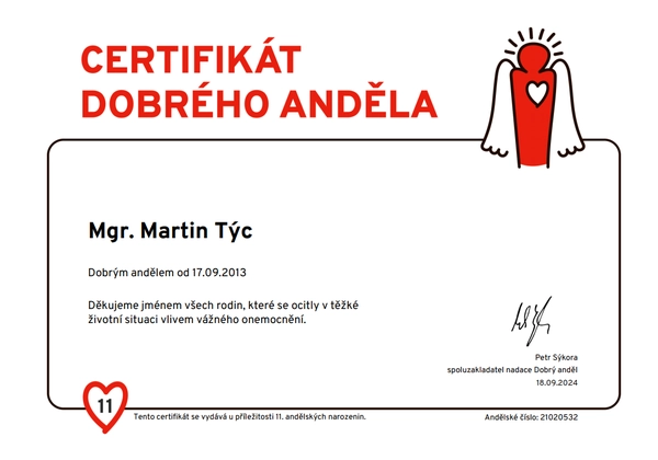 Certifikát Dobrý Anděl