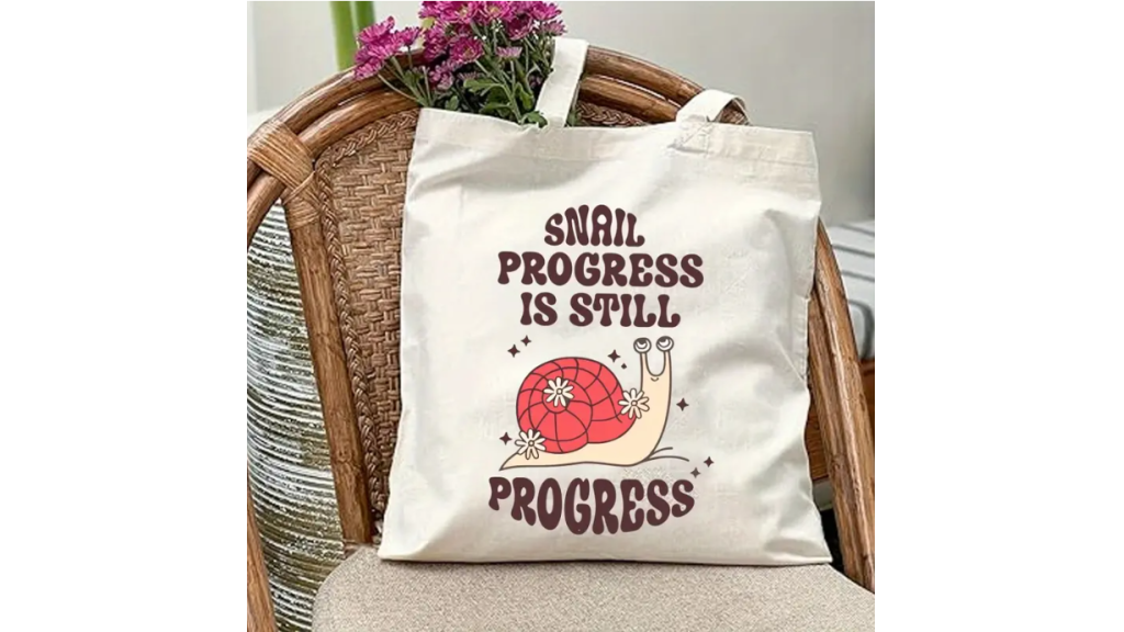 Borsa di tela bianca “Snail Progress”