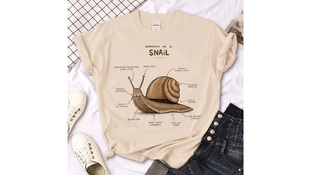 Women's T-shirt with snail XXL, various prints