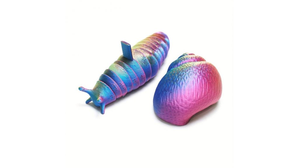 Figur mit Knöcheln, 3D-Druck, Regenbogenschnecke