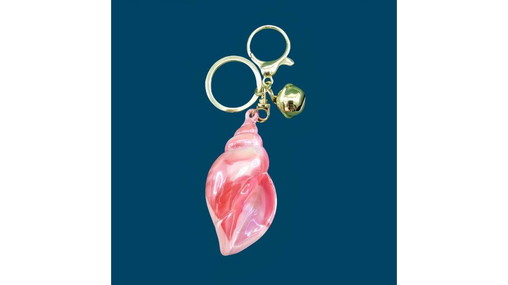 Iridescent keyring shell with bell