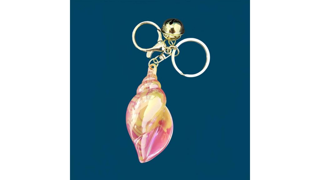 Iridescent keyring shell with bell