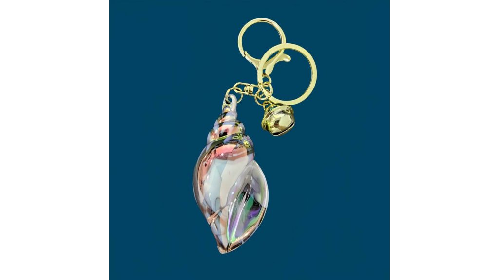 Iridescent keyring shell with bell