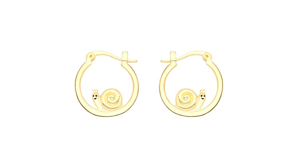 Gold circular earrings snail