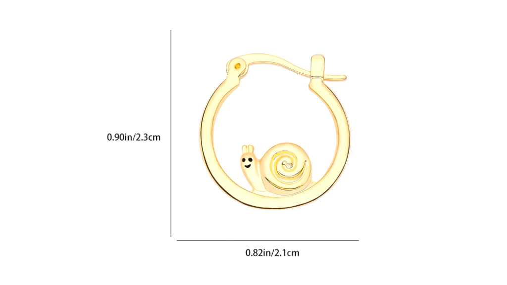 Gold circular earrings snail