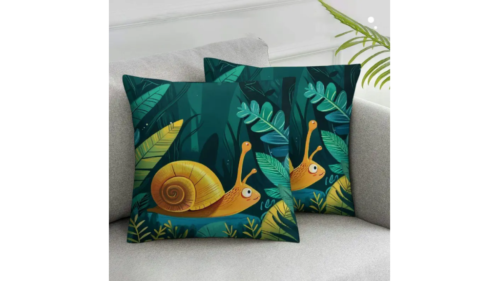 Kopfkissenbezug 45x45 cm „Schnecke im Wald“