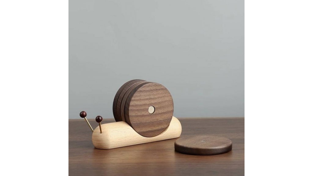 Set of black walnut wood coasters