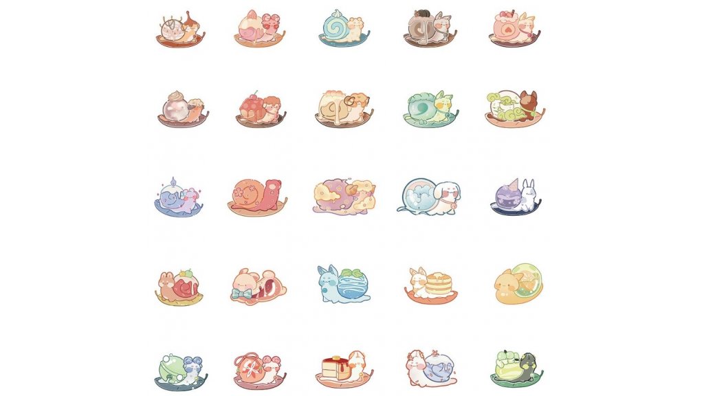 Stickers snail cakes mix motifs set of 50 pcs