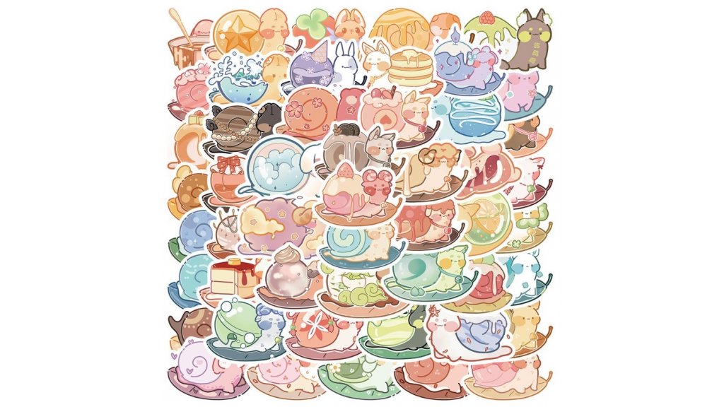 Stickers snail cakes mix motifs set of 50 pcs