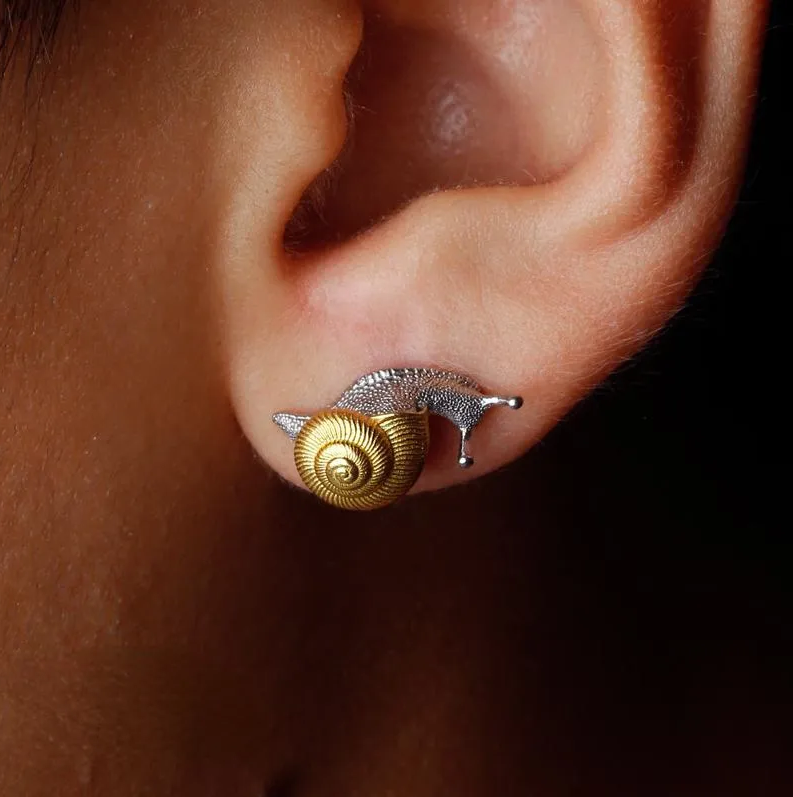Orecchini a forma di lumaca in argento sterling: gioielli naturali fatti a mano - Italia