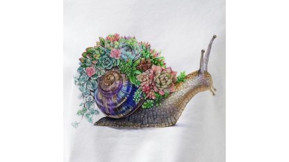 Frauen-T-Shirt Schnecke mit Blumen 2