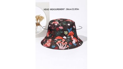 Cappello da donna con stampa di lumache e funghi