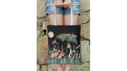 Shopping bag with snail and mushroom print 2