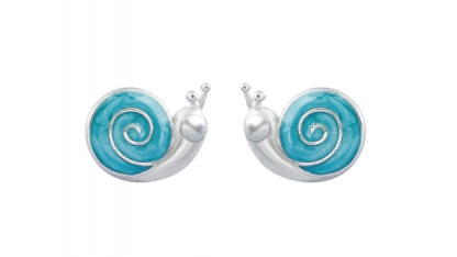 Earrings snail with blue shell