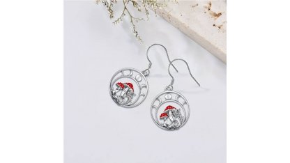 Round snail earrings with toadstools 2