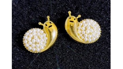 Náušnice zlatý šnek s perličkami