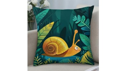 Kopfkissenbezug 45x45 cm „Schnecke im Wald“