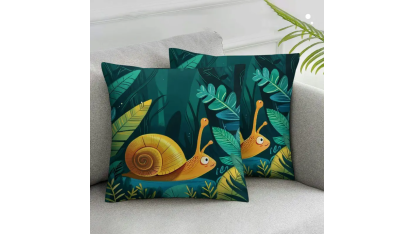 Kopfkissenbezug 45x45 cm „Schnecke im Wald“