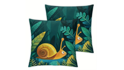 Kopfkissenbezug 45x45 cm „Schnecke im Wald“