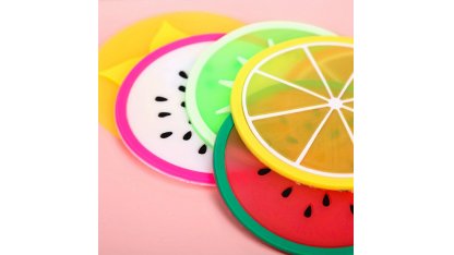 Assiette plate en silicone, diamètre 8,5 cm – différents motifs de fruits