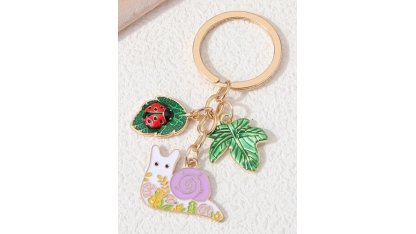 Snail keychain with ladybug for luck 