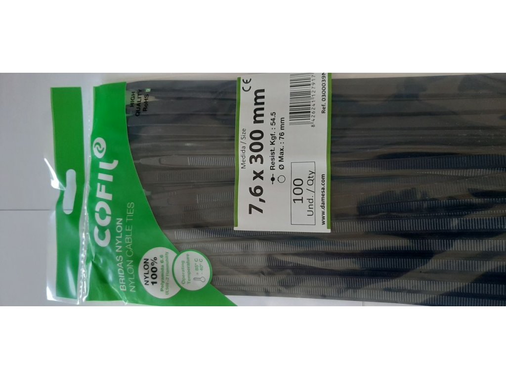 Páska sťahovacia Damesa 7,6 - 300 nylon (100ks) čierna