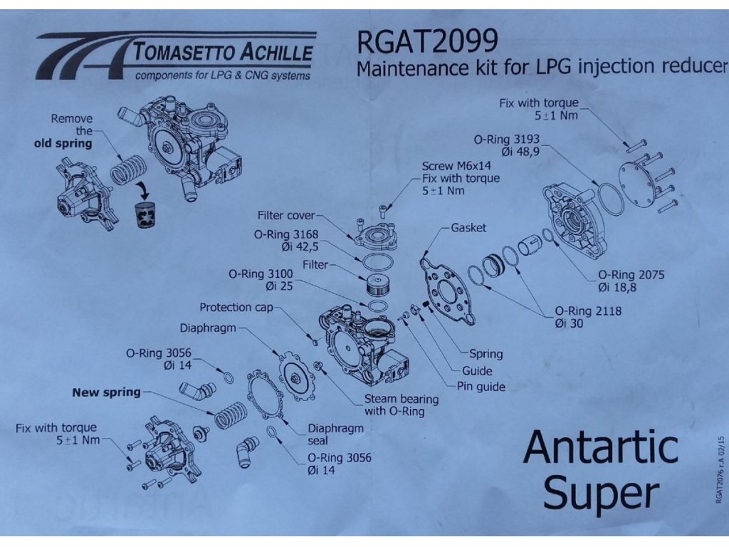 Revízna sada reduktora Tomasetto Antartic s vložkou filtra